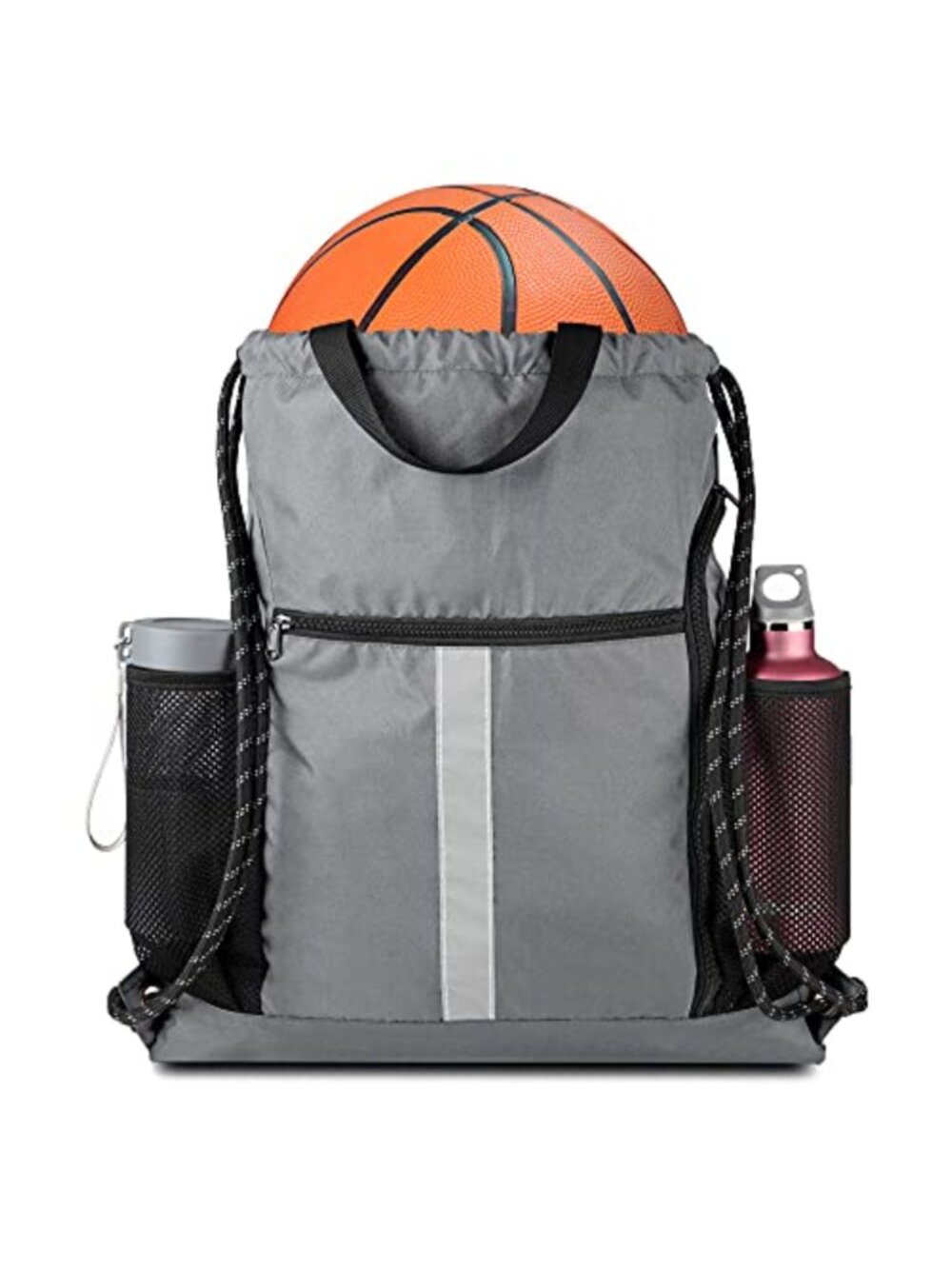 Drawstring Backpack Sports Gym Bag Shoe Compartment Water Bottle Holder